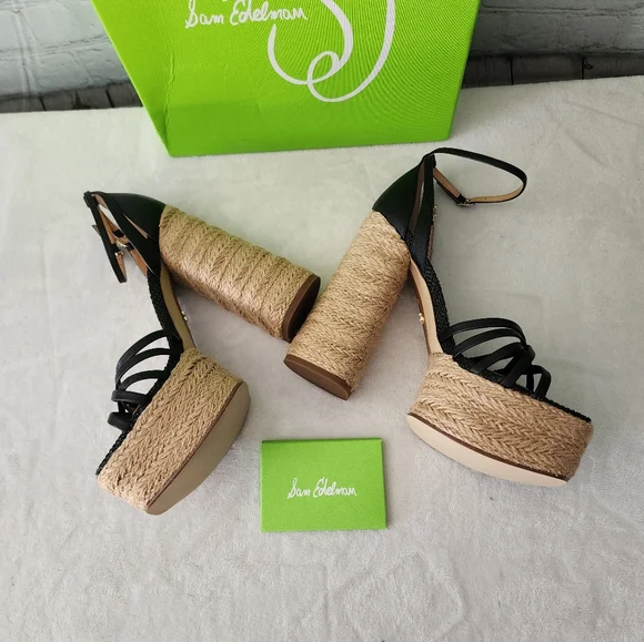 Sam Edelman Kade Leather Espadrille Strappy Platform Heels - Picture 5 of 12